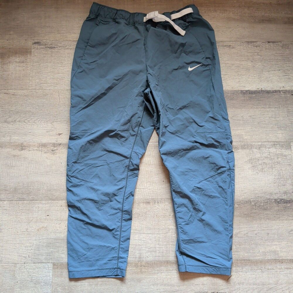 Nike Tech Pack Woven Nylon Pants Trousers Blue Integrated Belt Men's Large L